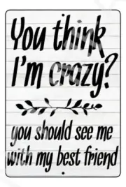 You Think I'm Crazy Funny Sign Weatherproof Aluminum 8" x 12"