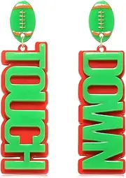 Game Day Earrings Hypoallergenic Acrylic Football Touch Down Dangle Drop Earrings Fashion Sports Team Gameday Statement Earrings Jewelry Fun Superbowl Football Sunday Jewelry for Football Lover