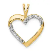 14K Yellow Gold 1/6ct. Real Diamond Heart Pendant