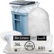 36L Bastion Regular Duty white bin liners rubbish bags carton/1000