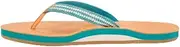 [Hari Mari] Fields Puebla - Women's Premium Leather Flip Flops - Sandals with Woven Textile Straps and Comfortable Memory Foam - Summer Shoes for Women