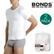 Bonds 2 Pack Crew Round Neck Raglan Blank Plain Basic Mens White T‑shirt Tee Top