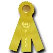 Rosette Award Ribbon 4th Place - 3 Streamer {Yellow} 10" Length 3" Rosette