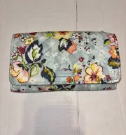 Vera Bradley Floating Garden Tri Fold Clutch Wallet