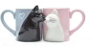 Kiss Cat Coffee Couple Mug Set, Unique Funny Tea Ceramic Cup Set for Bride and G