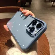 Metal Camera Protection Shockproof Armor Case for iPhone 14 13 12 11 Pro Max Mini X XR XS 7 8 Plus Transparent Cover,Sierra Blue,for iPhone 14 Pro