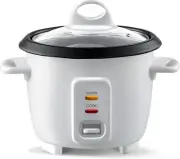 Mishcdea Mini Rice Cooker 2 Cups Uncooked & Steam Tray, Portable white-2cups