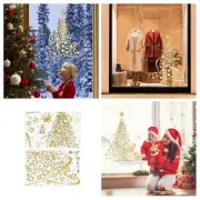Golden Christmas Tree Window Clings Stickers For Glass Diy Static Wall Window