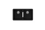 CARYSIL CG2B Granite Kitchen Sink - 824 x 481mm Twin Bowl - Deep Black - Under Mount