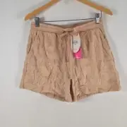 NEW Peter Alexander womens velour shorts size M lounge beige stretch modal099994