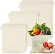 6 Pack Reusable Cotton Mesh Produce Bags | Eco-Friendly Grocery Fruit & Veggie S