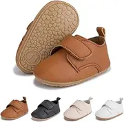 [Sonsage] Infant Baby Boy Girl First Walking Shoes Newborn Prewalkers Non Slip Rubber Sole Crib Trainers Toddler PU Leather Sneakers 3-18 Months