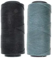 2 Knot It Waxed Polyester Cord 1mm Diameter 144M Spools (Black, Sea Green)