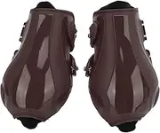 Horse Leg Guard, Horse Tendon Boots Set, Horse Fetlock Boots, Soft Breathable Anti Slip Adjustable PU Shell Tendon Guard Boots for Horses (Brown hind Legs Medium)