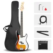 Electric Bass Guitar Beginner Kit 4 String with AMP Cable Strap Carry Bag Black
