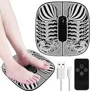 Foot Massager Mat Electric Foot Massager Pad EMS Feet Massage Machine Portable Vibrating Foot Relax Mats with 6 Massage Modes and 19 Intensity Levels for Home and Office Use(Remote Control)