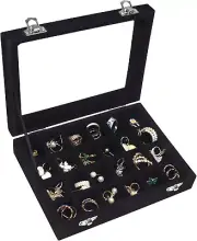 Velvet Jewelry Box 24 Grid Jewelry Ring Display Organiser Box Tray Holder Earrin