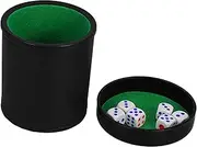 KOMBIUDA 1 Set Portable Dice Cup with Lid Interior for Silent Rolling Includes Dice for Party Props and Game Nights Artificial Design with Tray