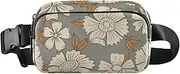 [Amooorous] Gray Vintage Flower Trendy Waist Pack Crossbody Bag for Women Men Large Capacity Cross Body Bag Belt Pack with Adjustable Strap for Travel Vacation Running, Gray Vintage Flower, 1 size