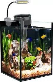 1.5Gallon Betta Fish Tank Small Aquarium Starter Kit, with Heater Self Cleaning