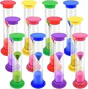 Shindel 12PCS Sand Timers, 2 Minutes Sand Clock Timer Plastic Hourglass Timer for Classroom, Brushing Children's Teeth