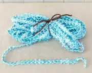 NEW Turquoise Iridescent Sequin Ruffled Trim 1/4" 16 Yards Destash Bulk Crafts