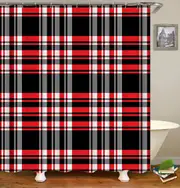 Classic Red Black White Gingham Pattern Shower Curtain