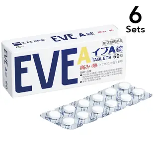 [DOKODEMO] 【6入組】白兔牌 EVE A錠 止痛藥 60粒【指定第2類醫藥品】