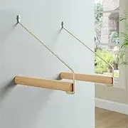 Wall Mounted Drying Rack Cloth Hanger Rack Wall Hanging Hook Decoration Wood Hanging Organizers Coat Hangers(Beech)