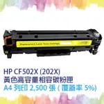 【 SQ TONER 】FOR HP CF502X (202X) 黃色高容量相容碳粉匣