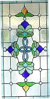 Stained Glass Window Film, Privacy Film for Glass Windows 15.75x47.24 Inch, Static Frosted Window Clings, Decorative Privacy
