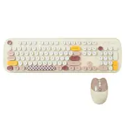 ANYMOB Bluetooth Keyboard And Mouse Combo Set White Retro Design Wireless Soft Touch Keys