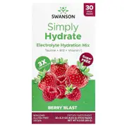 Swanson, Simply Hydrate, Electrolyte Hydration Mix, Berry Blast, 30 Stick Packs, 0.21 oz (6.04 g) Each