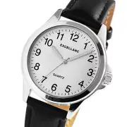 Excellanc Men's Watch White Black Silver Leather Analogue Men's