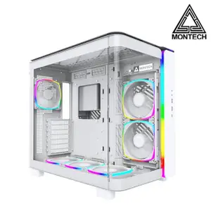 【MONTECH】KING 95 PRO 白 全景玻璃透側機殼(ATX/內建風扇/曲面玻璃/ARGB燈條/雙倉設計)