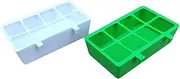Kisangel 2pcs Eight Grid Food Box Storage Container Bird Food Dish Birdfeeder Bird Cages for Parrots Food Maker Meal Worms Poultry Food Tray Bird Water Feeder Garden Feeder Green Pp