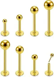 [JSDDE] Labret Piercing Set Gold 16G 1.2mm 6-12mm 2-5mm Ball Stainless Steel Fashion Jewelry Body Piercing Jewelry