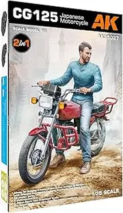 AK Interactive 1/35 125cc Sports Bike with Rider Figure Plastic Model AK35027 (Motorcycles)