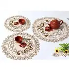Set of 4 Round Embroidered Lace Flower Placemats Dining Table Mat Doily Kitchen