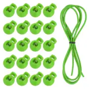 20 Pcs Single Hole Cord Locks with Elastic Cord, Green