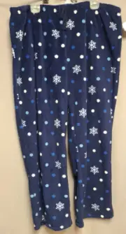 Womens Jasmine Rose 2X Plush Fleece Sleep Lounge Pants Dark Blue with Snowflakes