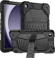 [ROUMAYMAY] Case for Samsung Galaxy Tab A9 Plus 11 Inch 2023 with Kickstand Adjustable, Silicone Rubber Heavy Duty Rugged Bumper Shockproof Protective Tablet Cover for Samsung Tab A9+ with Stand, Black