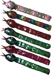 Generic 7pcs Sequin Snake Slap Bracelets Fun Party Accessories for Jungle Theme Celebrations Color Changing Wristbands for Adults for Carnivals and Events Random Color