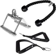 LAT Pulldown Attachments for Gym Cable Machine + Pull Down Rope, Double D Handle