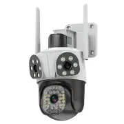 Guudgo 3MP+3MP+3MP Outdoor WiFi Cameras Three Screen View HD IP Camera Color Night Vision Human Detection Two-way Interc