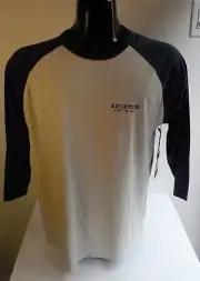 BRIXTON Mens Baseball Style T Shirt Lonesome Stone/Gray SZ L NWT