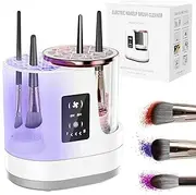 3 IN 1 Electric Makeup Brush Cleaner Machine with Makeup Brush Dryer-Holder and Timer, Dual-Direction Spin Automatic Makeup Brush Cleaner, for All Size Beauty Makeup Brush Set, Blush Brush, Eyeshadow