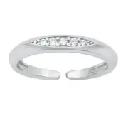 3mm Circles Band 925 Cubic Zirconia Sterling Silver Toe Ring Adjustable Toe Ring