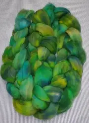 Fine Superwash Wool Top Roving Spinning Handpainted Dyed USA NWT Tree Frog