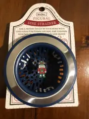 Figural Nutcracker Kitchen Sink Strainer Standard Drain Blue Christmas Decor